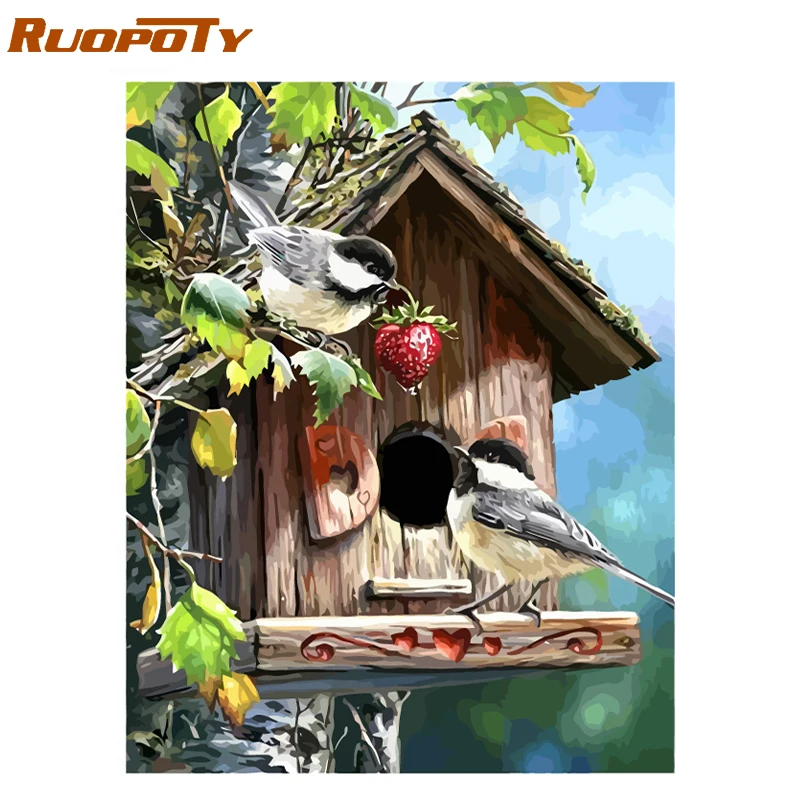 

RUOPOTY Frame Picture Birds Animals DIY Painting By Numbers Acrylic Paint On Canvas Painting Unique Gift For Home Decor 40x50cm