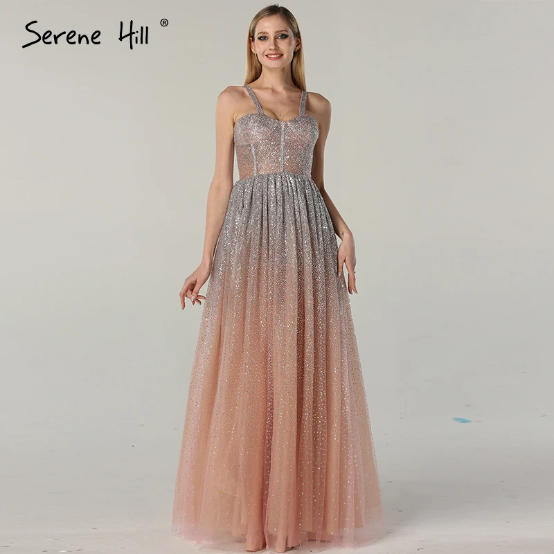 Pink Glitter Sleeveless Beach Tulle Evening Dresses 2021 Thin Shoulder Strap Sexy Fashion Formal Gowns LA6343 | Свадьбы и торжества