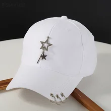 Бейсболка s Женская Хип-хоп металлическая цепочка регулируемые заклепки RingsSolid открытый солнцезащитный козырек Женская кепка трендовая универсальная Harajuku