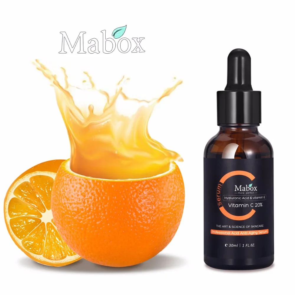 Mabox витамин C жидкость Сыворотки анти-старения отбеливающий ВК с эфирным маслом актуальные лица Сыворотки с гиалуроновой кислотой и витамином Е ретинол