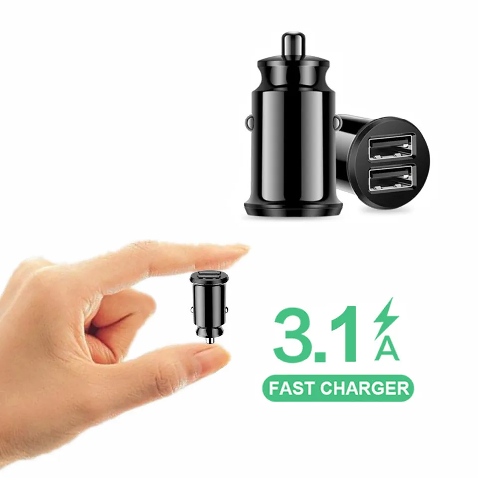 مصغرة USB شاحن سيارة 3.1A شحن سريع مزدوج USB مهايئ شاحن الهاتف لسامسونج فون Xiaomi أقراص سيارة-شاحن مصغرة USB شاحن سيارة 3.1A شحن سريع مزدوج USB مهايئ شاحن الهاتف لسامسونج فون Xiaomi أقراص سيارة-شاحن