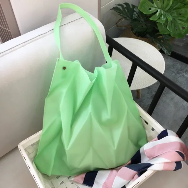 

Blascher Women handbag Candy Color Transparent PU Jelly Candy Foldable Waterproof Top Handbag Colorful Bag For Ladies GDB04