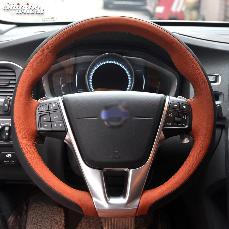 BANNIS сшитый вручную черный чехол рулевого колеса автомобиля из натуральной кожи