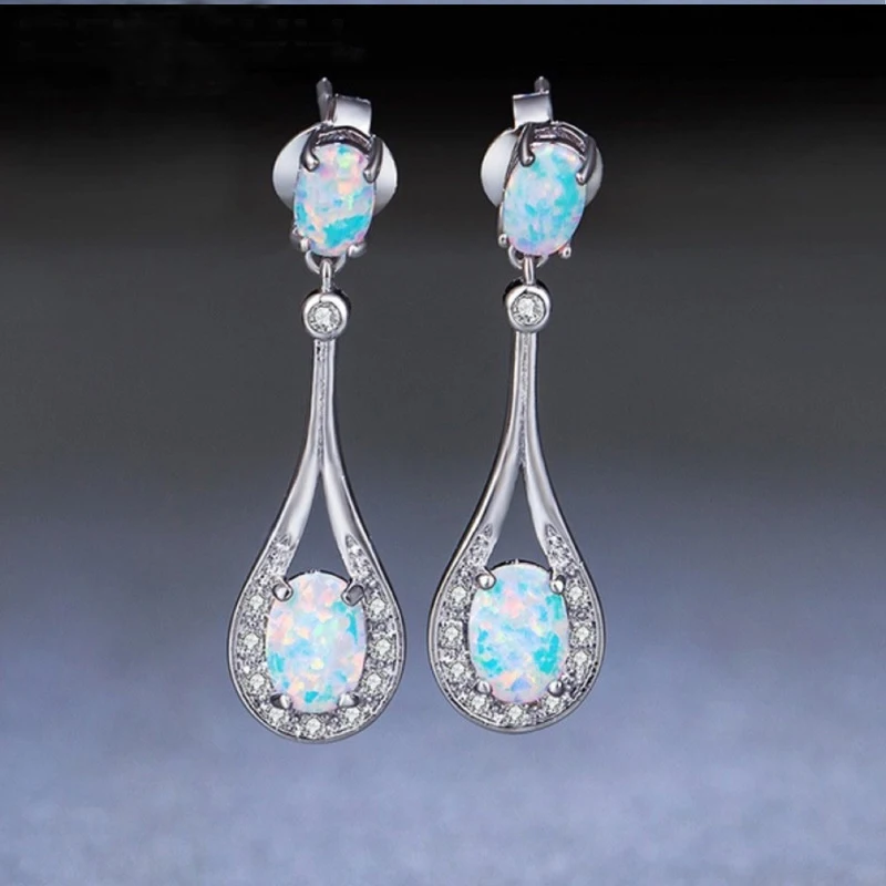

Tisonliz Elegant Opal Water Drop Crystal Long Dangle Earrings for Women Girls Wedding Statement Earrings Gifts Fashion Jewelry