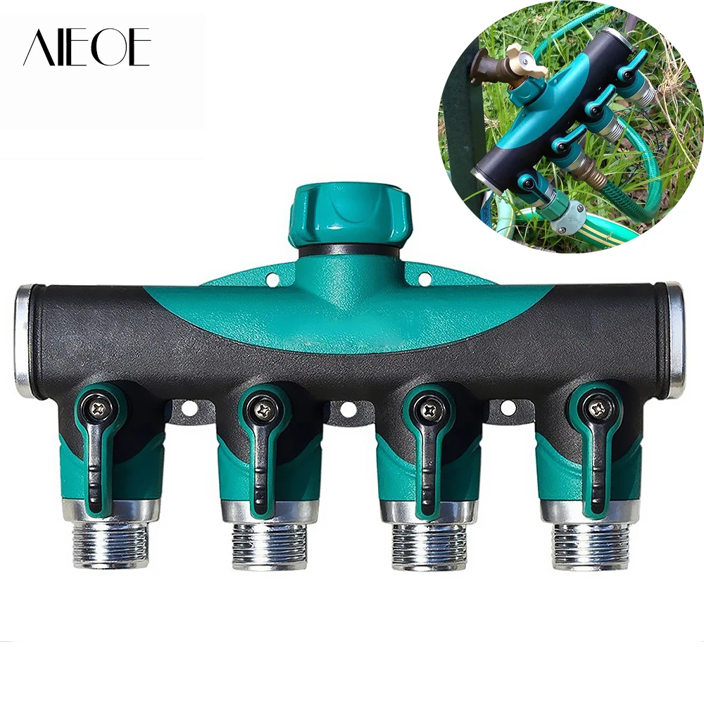 

AIEOE 4 Way NPT3/4" Garden Hose Water Distributor Tap Adapter Connector Hose Splitters Adapter Connector for Water Tube Faucet