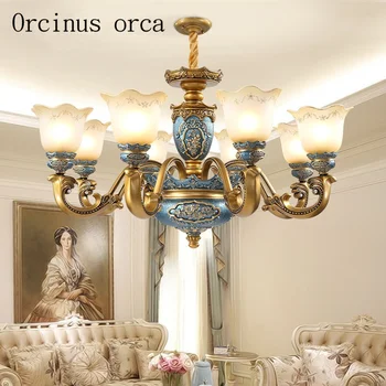 

Mediterranean Blue luxury chandelier living room restaurant bedroom European pastoral simple painted resin Chandelier