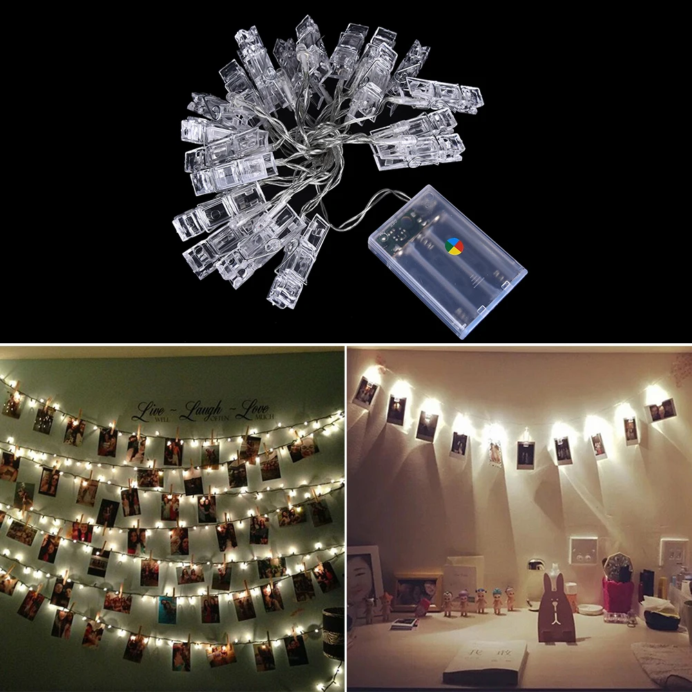 2.2 м 20 светодиодов Праздничное освещение diy фото клип карты декоративная цепь на батарейках Освещение лампы дома для новогодней вечеринки 1