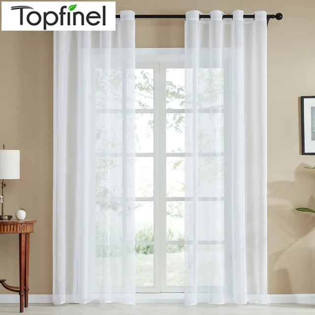 Us 5 99 50 Off Topfinel Plain Voile Curtain White Sheer Curtains For Living Room Bedroom Kitchen Decorative Door Window Tulle D In