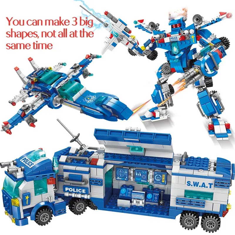 City Police Station Car Building Blocks legoingly SWAT Military Police Robot Bricks Sets Education