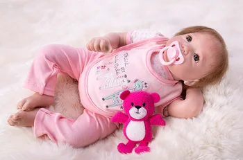 

20"50cm reborn babies girl silicone dolls reborn lifelike bebe newborn princess dolls with giraffe plush doll magnetic pacifier