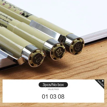 Японская Сакура тонкая ручка маркер 0,5 0,3 0,8 различные размеры Резьба Рисование ручка цветная ручка Лот живопись школьные принадлежности - Цвет: 3pcs no box