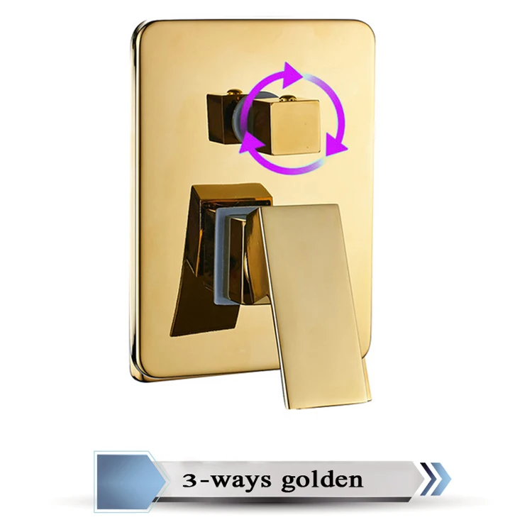 3-Way Golden Латунный Смеситель для горячей и холодной ванны, настенный клапан управления водой, однорычажный душевой контроль, ручка, 5 цветов - Цвет: 3-Way Golden