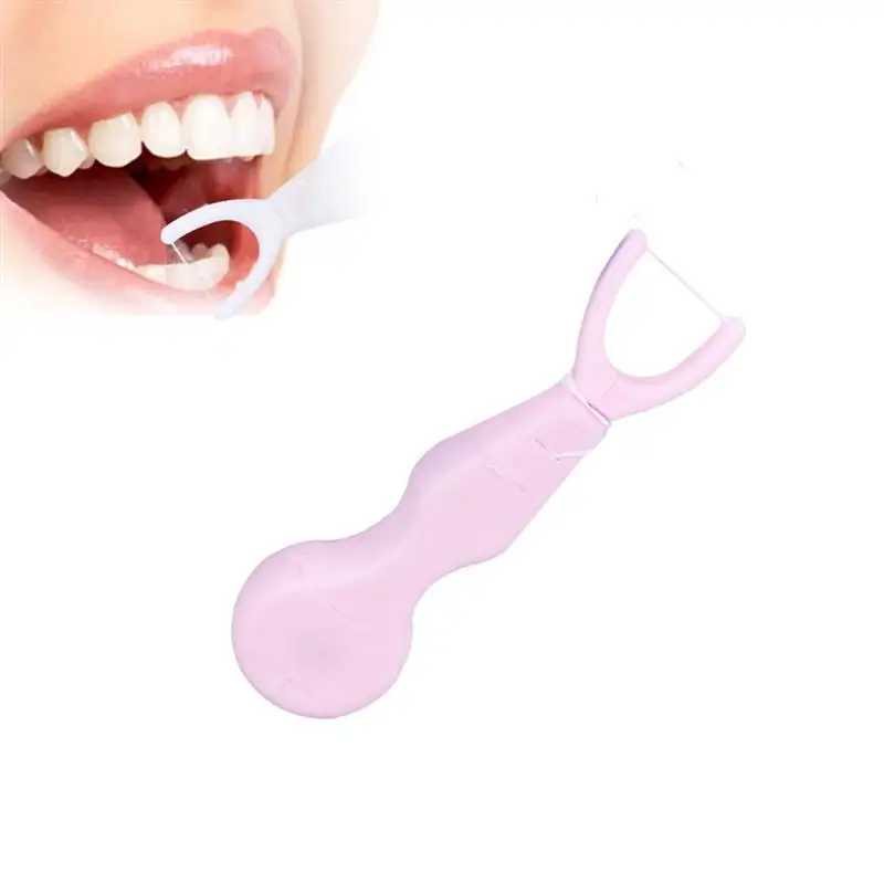 Dental Floss Pick Dental Flosser Built In Spool Flat Wire Dental Floss