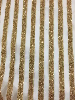 

African Latest French Lace High Quality LJY-32401 Tulle Lace Fabric With gold glitter African French Net Lace For Party
