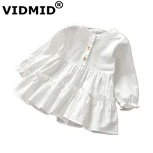 VIDMID/Новые платья с длинными рукавами для девочек детская одежда из хлопка весенне-осенние платья Одежда для маленьких девочек Детские платья 7071 04
