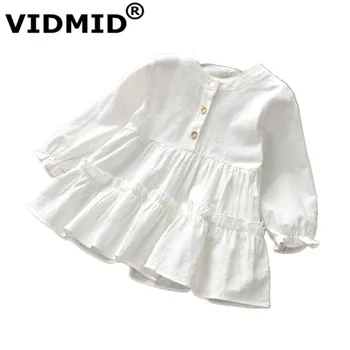 

VIDMID new girls long sleeves dresses kids cotton clothes spring autumn dresses baby girls clothing children's dresses 7071 04