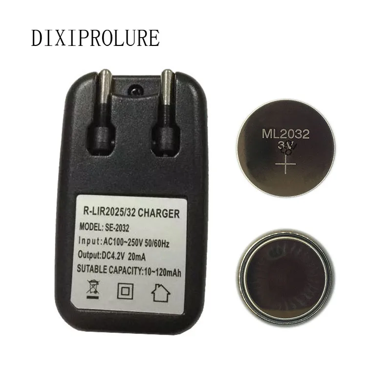 

1set/lot (2PCS ML2032+1PCS charger) 3.6V Rechargeable coin cell lithium battery