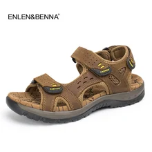 Лидер продаж Новая мода лето Досуг Пляж Мужская обувь высокое качество кожаные сандалии в большие размеры Мужские сандалии размеры 38–45