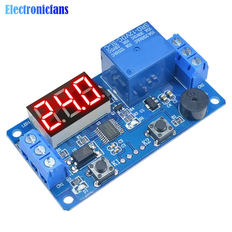 

Digital LED Display Time Delay Relay Module Board DC 12V Control Programmable Timer Switch Trigger PLC Automation Car Buzzer