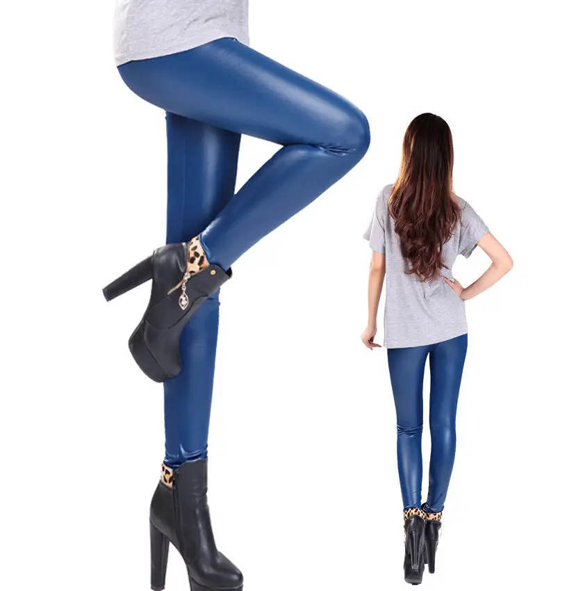 New 2016 women legging faux leather high quality slim leggings plus size High elastic sexy pants leggins Lady Stretch Pants Z874