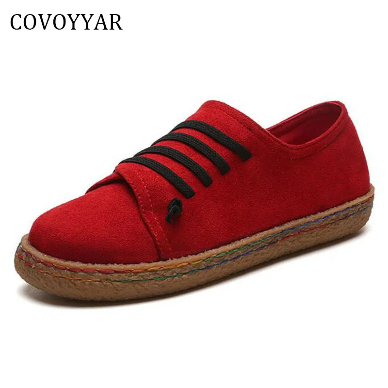 COVOYYAR 2022 Spring Causal Flat Women Shoes Special Lace Up Canvas