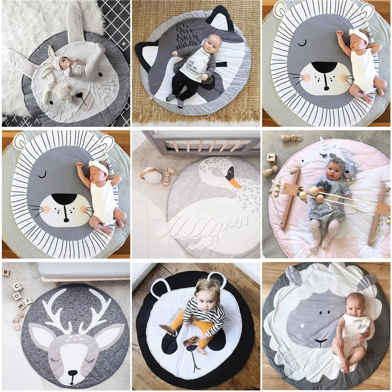 

Kids Baby Play Game Mats Round soft mat play Carpet Rugs Mat Cotton Swan Crawling Blanket Floor Carpet For Kids Room Decoration