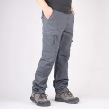 Хлопок Для мужчин камуфляжного цвета с высокой талией, повседневные свободные брюки-карго прямые брюки 5 цветов большие Размеры M-3XL Брюки с карманами