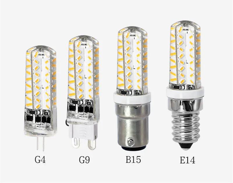 G9 Диммируемый силиконовый 4 Вт 72x3014 Светодиодный теплый/холодный белый свет лампы переменного тока 110 В 220 В B15 лампы G4 лампы E14 лампы
