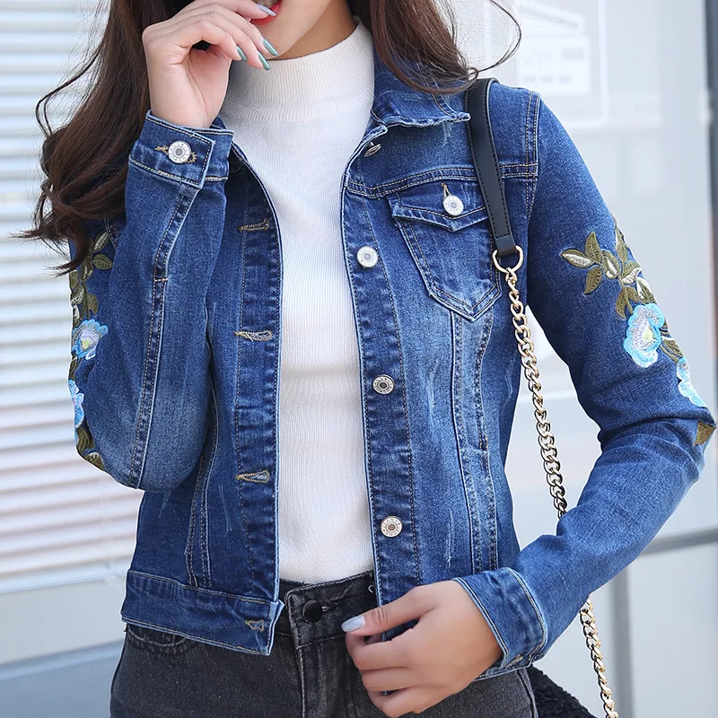 Lguc.H 2018 Denim Jackets Woman Embroidery Jean Jacket Female Slim