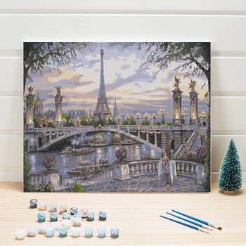 

Paint By Number Kits Acrylics Landscape Europe Classical Oil Painting Canvas Arts Home Walls Wedding Decoration Creative Crafts