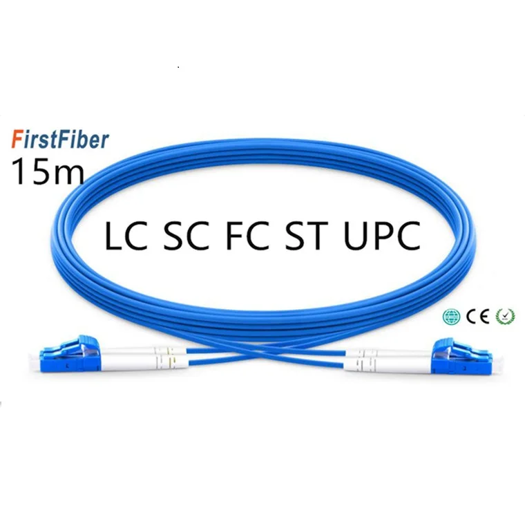 

15m LC SC FC ST UPC Armored Fiber Patch Cable Duplex 2 Core Single Mode Armored PVC optical Patch cord