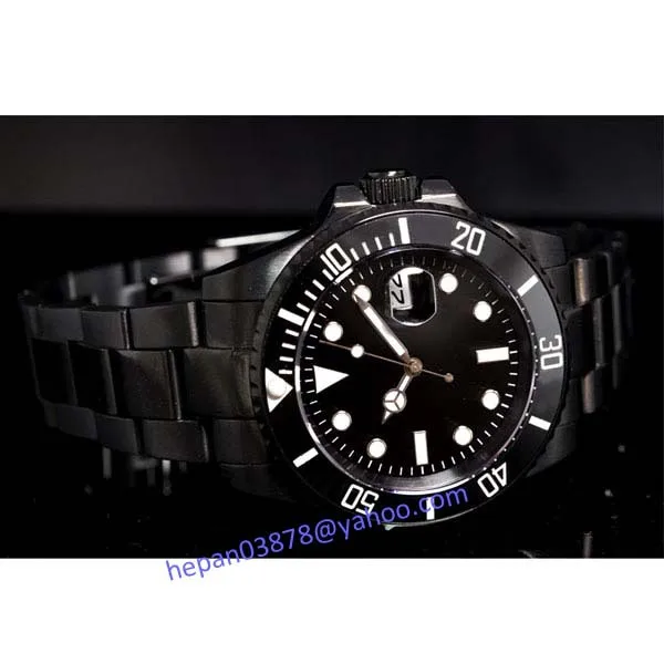

Parnis 40mm Miyota 8215 Automatic Men's watch PVD case sapphire glass waterproof black dial Ceramic Bezel Luminous SS bracelet