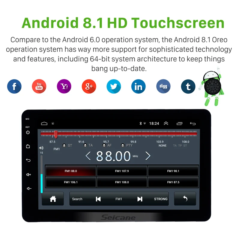 Seicane 8 inch 2Din Car Radio Universal Android 8.1 GPS Multimedia Unit Player For Nissan TOYOTA Ki