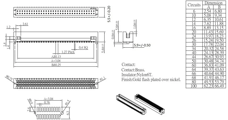 1.27 SMT Box Header Mating Female Header