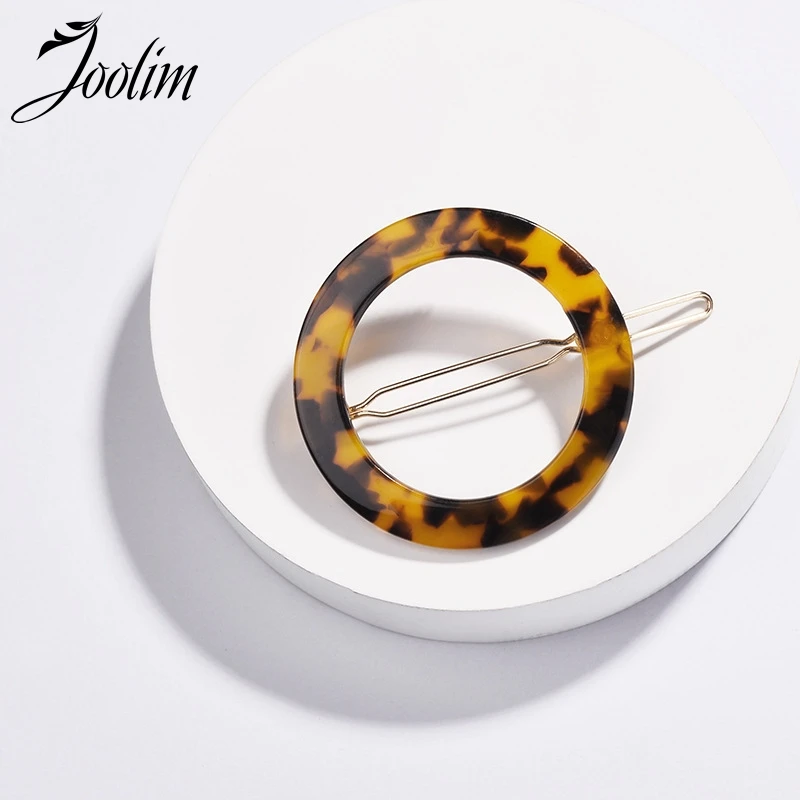 

JOOLIM Jewelry Wholesale/Round Oval Tortoise Resin Hair Pin Trendy Jewelry
