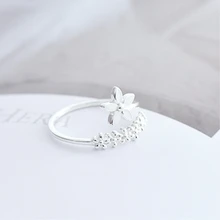 Bague avec motif fleur fraîche argent Sterling tempérament pour femmes, 925, cadeau de mode littéraire, style coréen femme redimensionnable, bagues d'ouverture SRI172