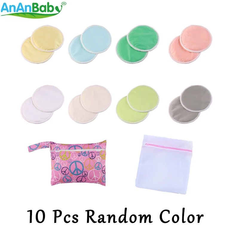 Ananbaby 10 шт. бамбуковые накладки для груди с сумкой стирки и мини влаги