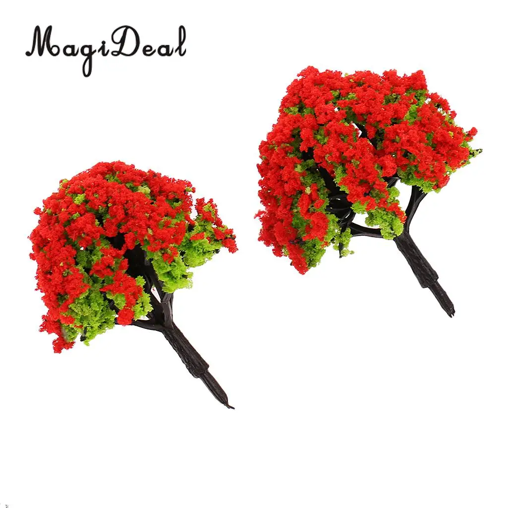 MagiDeal 10Pcs 1/200 Scale Model Flower Trees Green Train Railroad Scenery Landscape for Diorama Model Layout Toys 5Colors