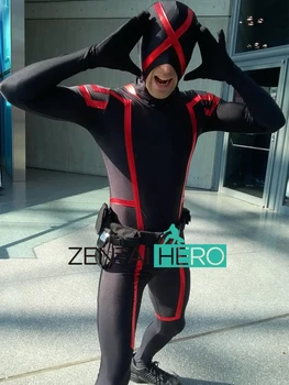 

Free Shipping DHL New Custom X-men Black&Red Cyclops Superhero Costume For 2016 Halloween XM1358