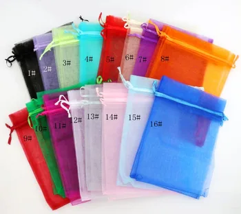 

Rectangle Solid Color Organza Bags Wine Bottle Jewelry Gift Pouches Candy Bag GB035 16colors 13X18cm