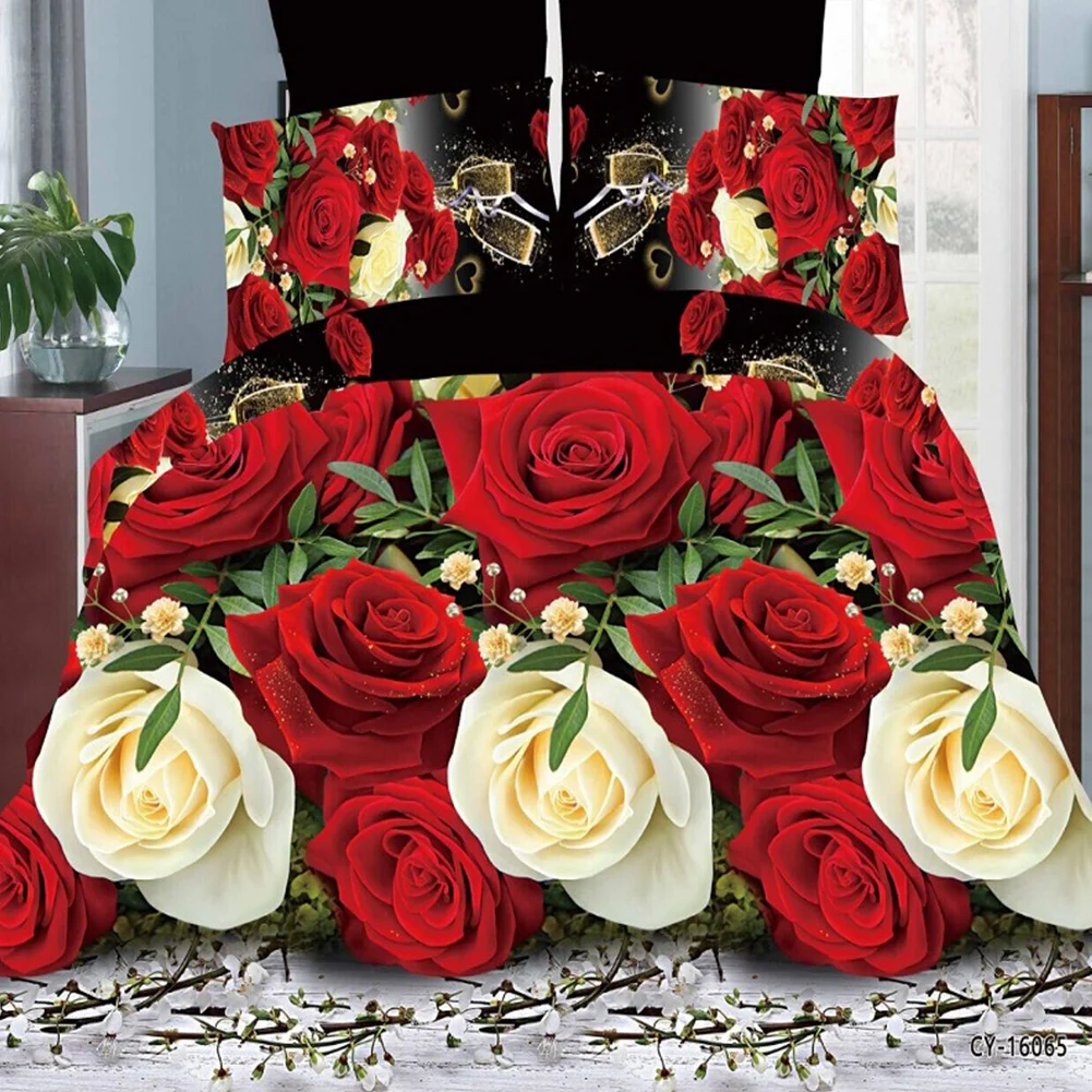 Стиль 2/3 предмета в комплекте, розы цветок 3D Постельное белье Пододеяльник Набор наволочек постельное белье Стёганые одеяла крышка queen Twin без Стёганое одеяло - Цвет: Rose 3D007