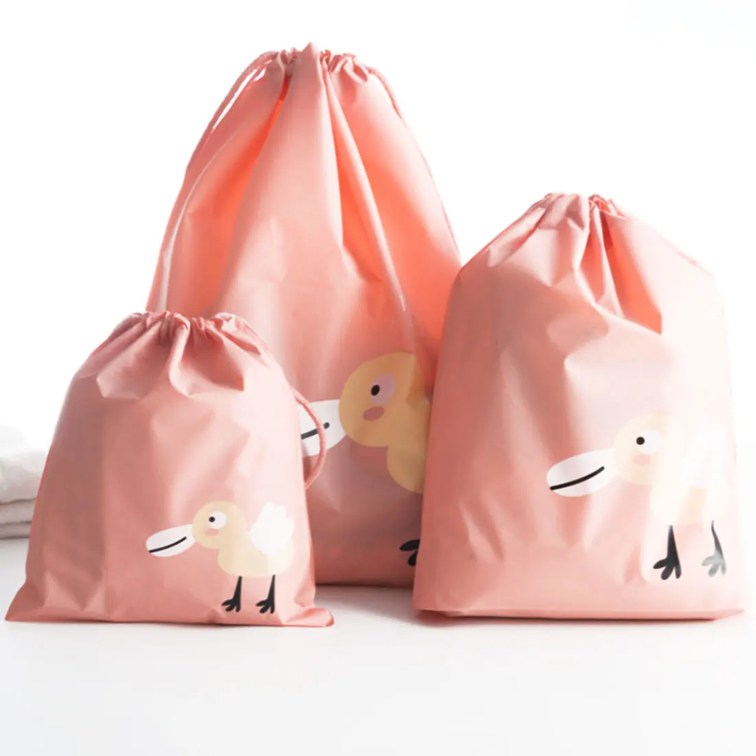 Cartoon Waterproof Travel Shoulders Bag Storage Shoes Bag Drawstring Backpack for Baby Kids Toy Lingerie Makeup Candy Pouch Bags