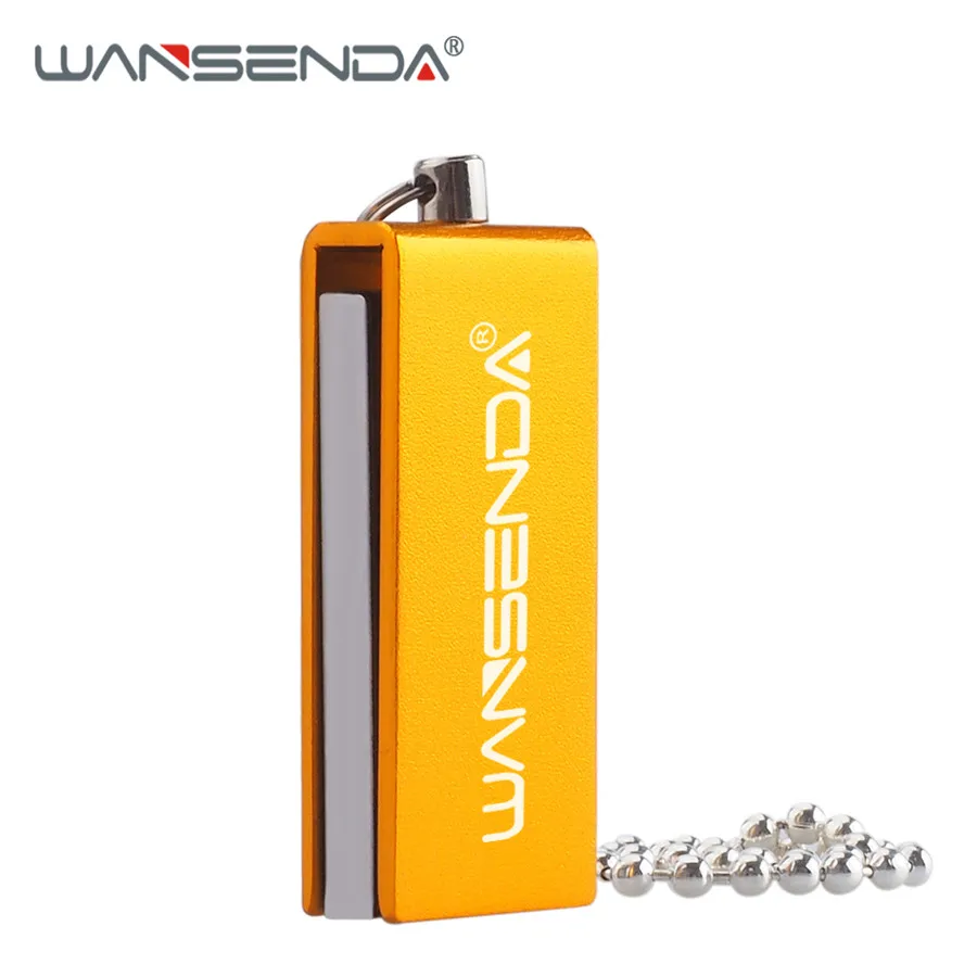 WANSENDA вращение USB флеш-накопитель водонепроницаемый флеш-накопитель 4 ГБ 8 ГБ 16 ГБ 32 ГБ 64 ГБ USB флешка 2,0 Флешка с цепочкой - Цвет: Золотой