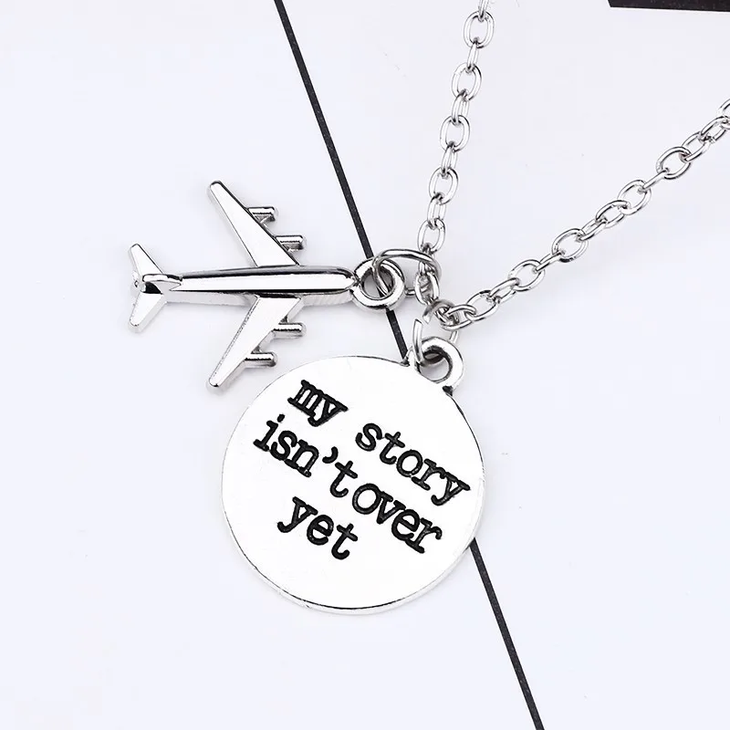Fashion-Punk-Airplane-Aircraft-Airship-Choker-Necklace-My-Story-Isn-t-Over-Yet-Round-Charm-Pendant (1)
