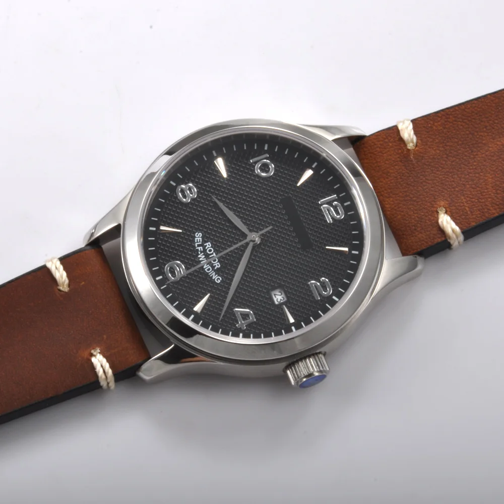 Роскошный топ бренд Corgeut 42 мм сапфировое стекло черный циферблат Календарь Дата Чайка автоматические механические мужские часы