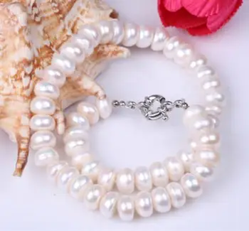 

New Arriver Handmade Real Pearl Jewelry Large 12mm Button Natural White Cultured Freshwater Pearl Necklace Choker