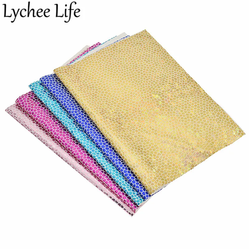 Lychee Life голограмма камень искусственная кожа ткань A4 красочные PU 29x21 см Ткань DIY для пошива домашней одежды аксессуары для одежды