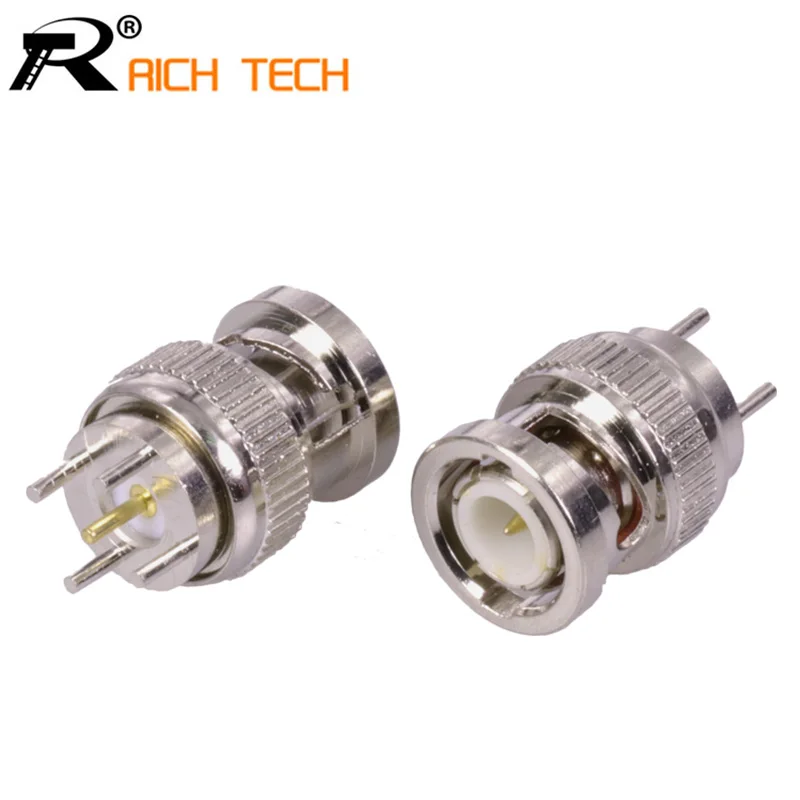 BNC MALE PC MONLUT Connector PC Board PCB Mount 4 Pin BNC male Center