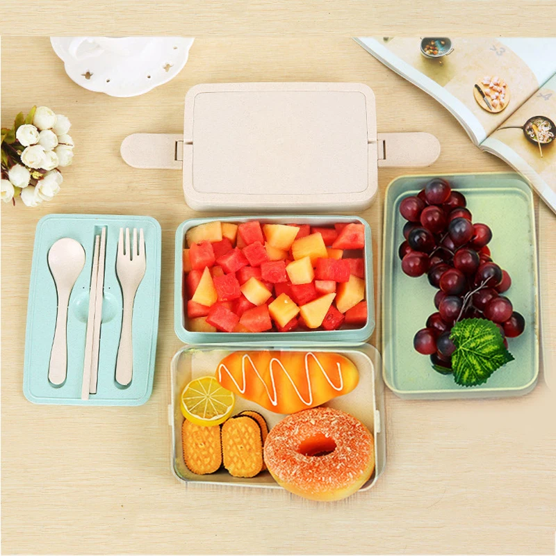 

Healthy Material Lunch Box for Kids Wheat Straw Bento Boxes 2 Layer 3 Layer Microwave Lunch Box Food Storage Container Lunch Box