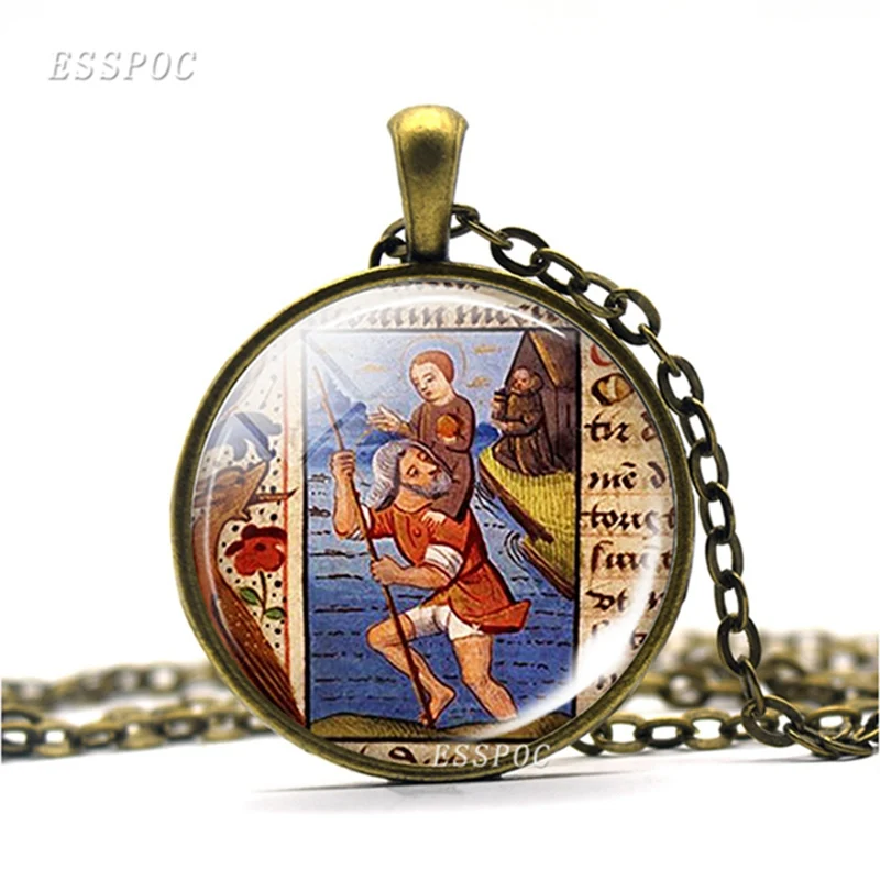 Ожерелья с кабошоном St кулон Кристофер Сен стекло принести любовь к вашей жизни